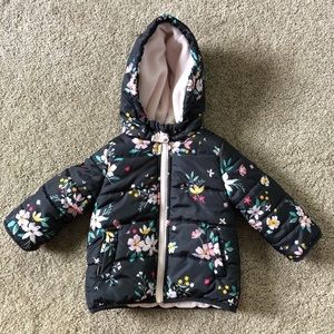 Black Floral 12 Months Winter Coat